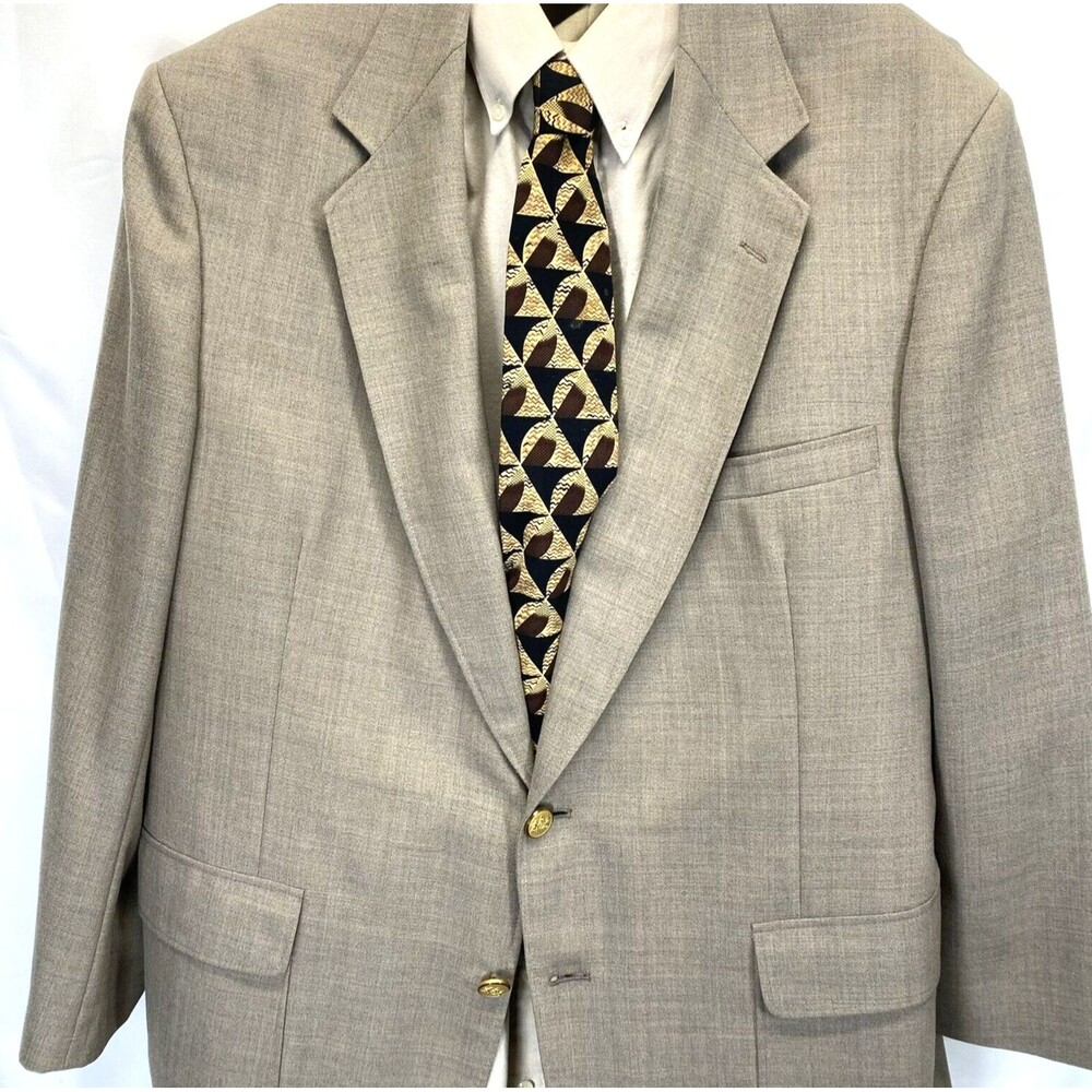 Stafford Men's Poly Wool Blend Sport Coat Blazer Brown 2 Buttons Size 44R USA**